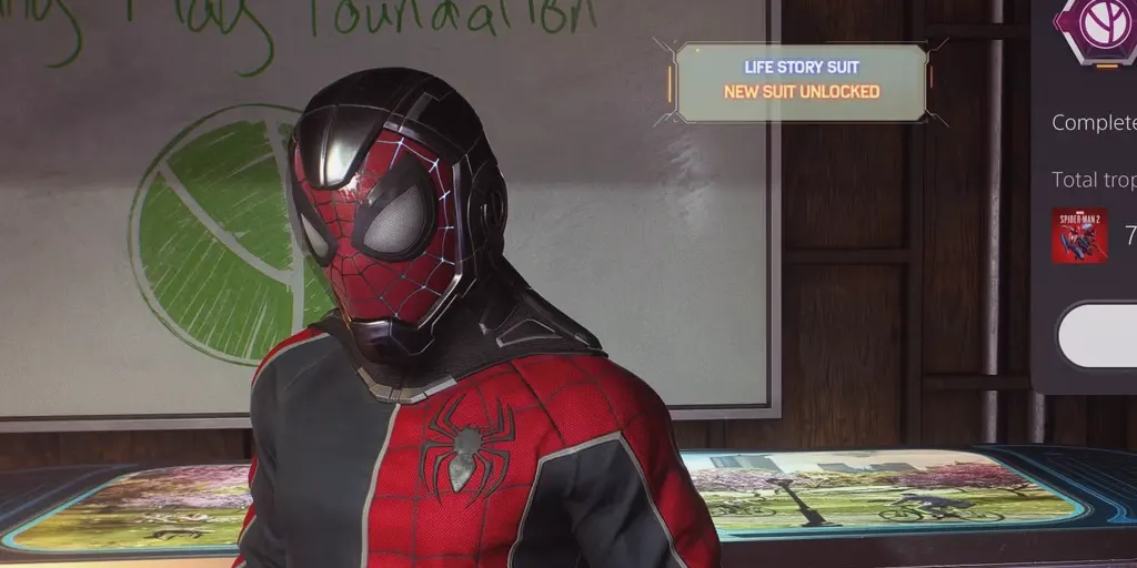 life story suit peter parker spider man 2