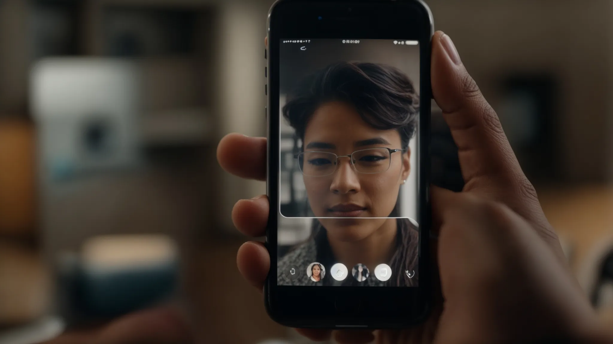 a person using an iphone to facetime with someone across the globe, highlighting cupertino's influence on seamless communication.