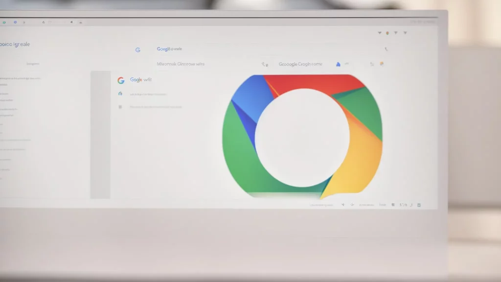 a computer screen displaying the google chrome browser on one side and the google search homepage on the other.